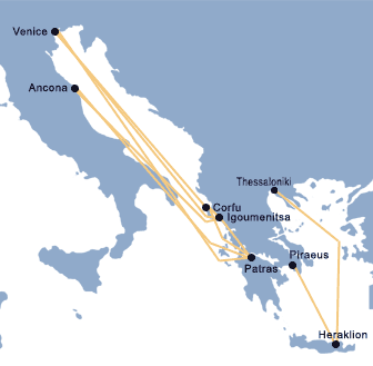 Minoan Lines térkép